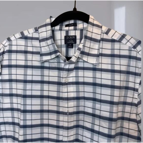 J.Crew Flex Oxford Plaid Button-Down Shirt – Blue/White (Men’s M) - Picture 2 of 5